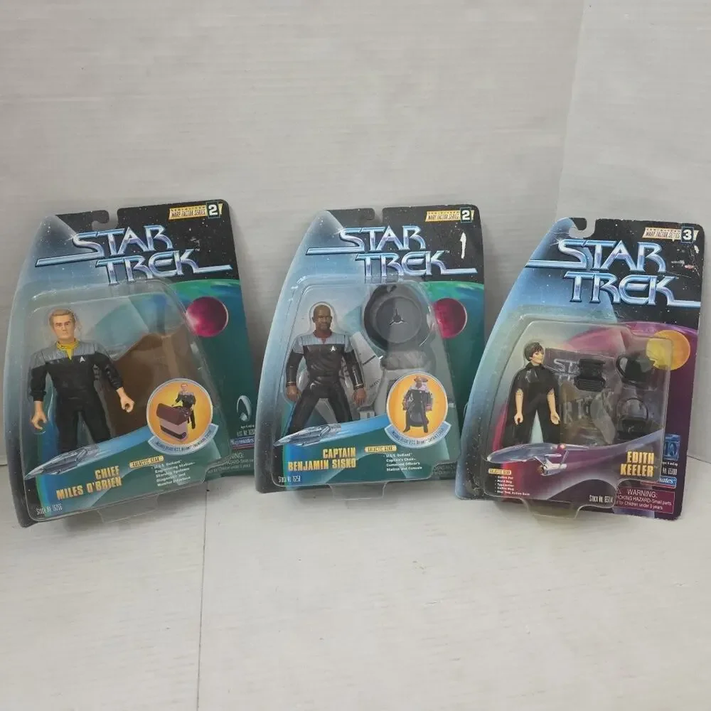 Lot Of 3 Star Trek DS9 Warp Factor Figures Cap Benjamin Sisko, Chief O'Brien